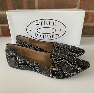 Steve Madden Womens Focus-S Snake Print Faux Leather Slip On Loafers Flats US 8
